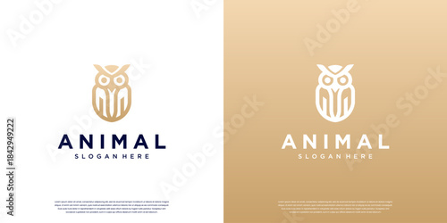 Minimalist logo with an owl shape, symbolizing calmness and resilience, vector graphic template.