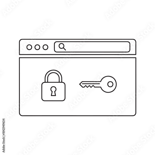 Padlock and Key on Webpage with Search Bar