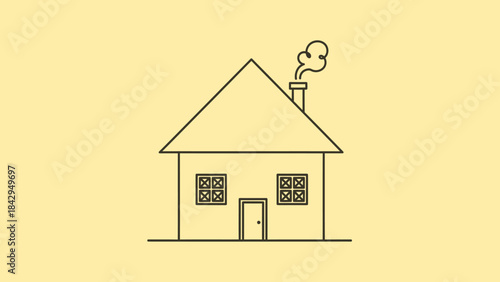Cozy Home: A simple yet comforting illustration of a house with smoke rising from the chimney. Inviting and homely.