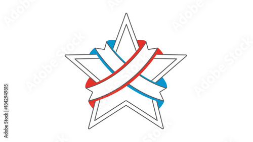 Patriotic Star Emblem: A striking star emblem, adorned with a ribbon in patriotic hues, symbolizing unity and national pride.