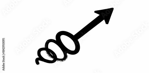 A black arrow with a spiral tail pointing upwards