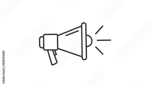Simple outline icon representing a megaphone broadcasting an important announcement or public message clearly on transparent background