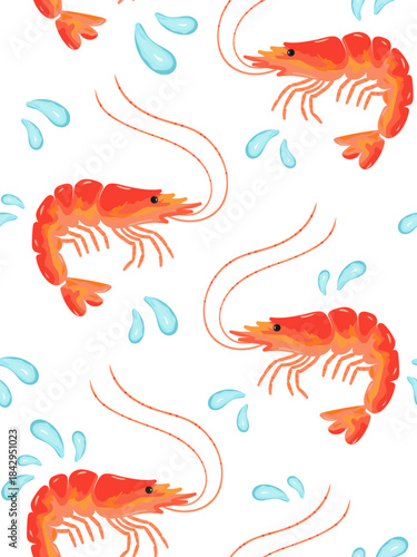 underwater crustacean drawing repeat ocean theme wallpaper poster print aquatic fauna backdrop clean minimal summer food ingredient concept