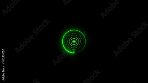 Futuristic Green Radar Scan Circle Technology Animation in 4K