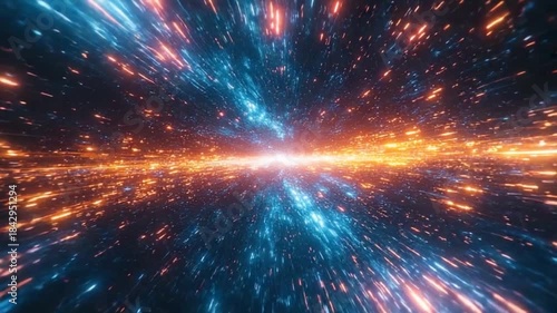 Dynamic cosmic energy bursts forth in a vibrant display of light and motion.