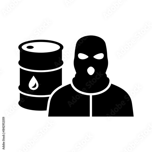 Oil icon. Seized oil. Supply and demand. Crude reserves. Oil industry. Barrel. Oil drum. Vector icon isolated on white background.