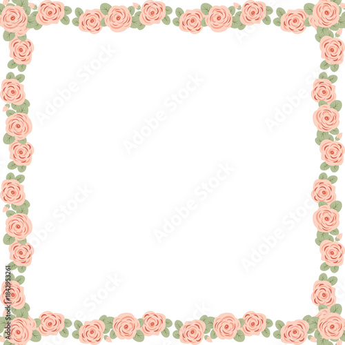A template with a blank space. A frame of stylized flowers in a flat style.