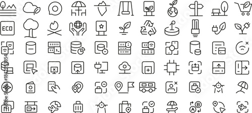 Mega set of icons in trendy line style. ui ux, ecology, real estate, transport, Business, ecommerce, finance, accounting. Big set Icons collection. Vector illustration