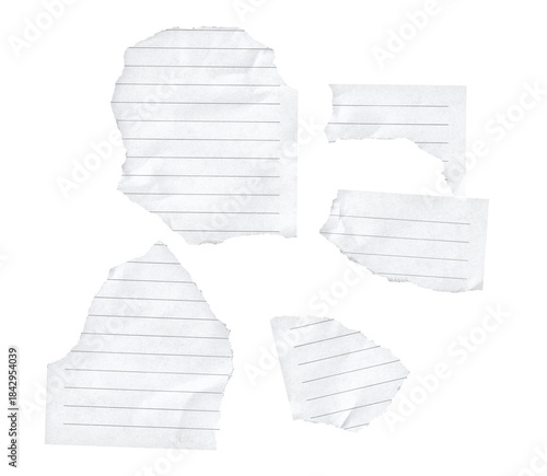 Set of torn paper edges isolated. Torn paper texture, ripped paper. Torn sheets of paper. Torn paper strips set