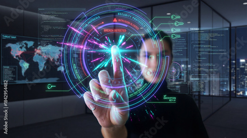 Female Cybersecurity Analyst Responding to a Live Intrusion Alert