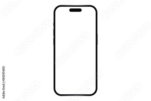 Smartphone Outline Vector | Minimal Mobile Device Blank Screen Mockup Template
