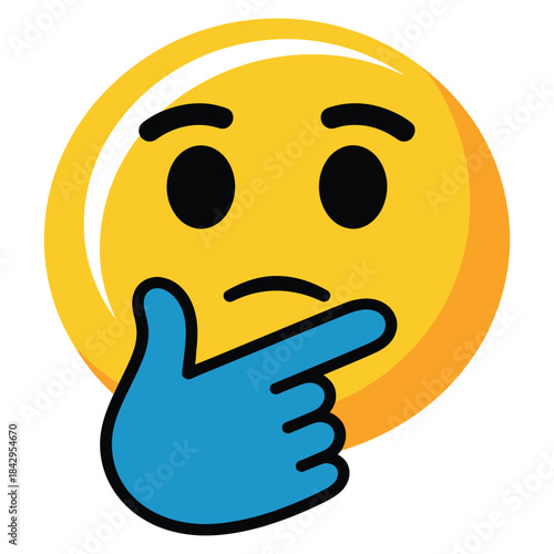 Thinking face emoji with hand on chin is common digital representation of contemplation question doubt or deep thought on social media and messaging platforms