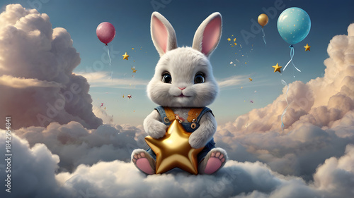 easter bunny on blue sky