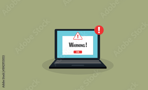 Warning.Spamming attack. Email fraud alert concept. stock illustration
