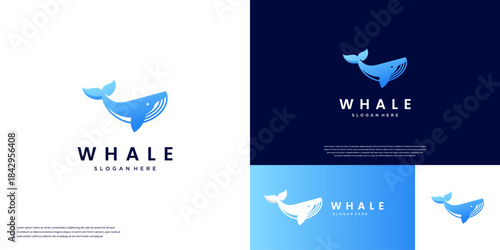 ocean exploration with a humpback whale symbol, modern style, vector design illustration.