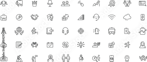Teamwork and education linear icons collection.Set of thin line web icon set, simple outline icons collection, Pixel Perfect icons, Simple vector illustration.