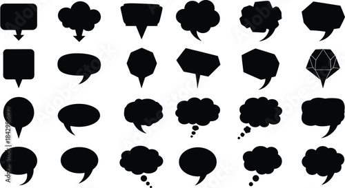 Collection of various quotation mark silhouette icons