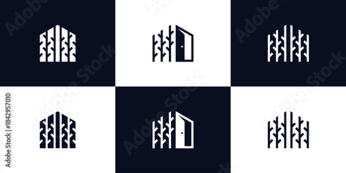 set icon logo of a house or home with a leaf or tree design inspiration