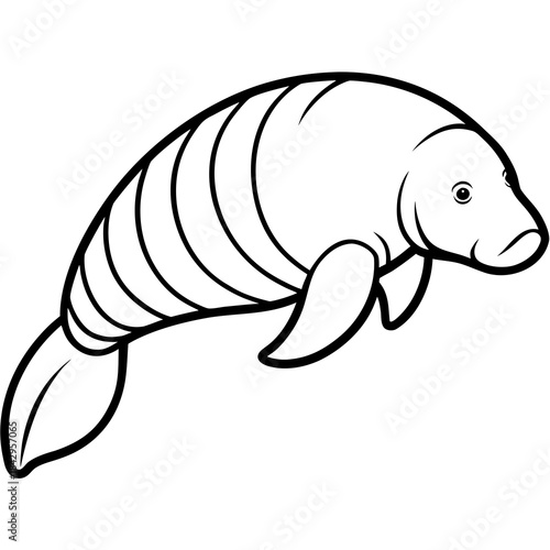 Dugong Line Art Vector – Minimal White Background Illustration