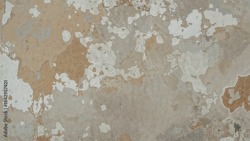 Obraz premium Aged wall with peeling paint and cracks, showing weathered and textured surface. Grungy background with distressed appearance.