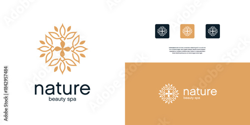 ornament leaf growth logo design template
