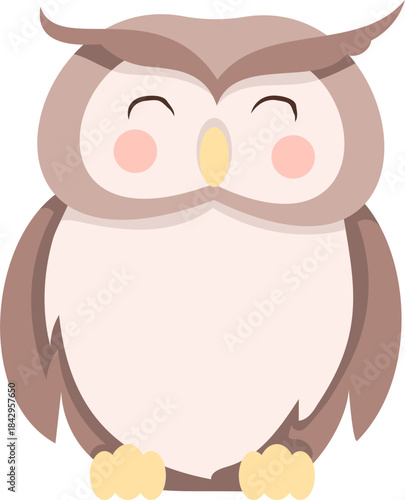 Adorable vector illustration of a cute standing owl in a cartoon style. Perfect for children’s products, stickers, nursery prints, greeting cards, and nature-themed designs.