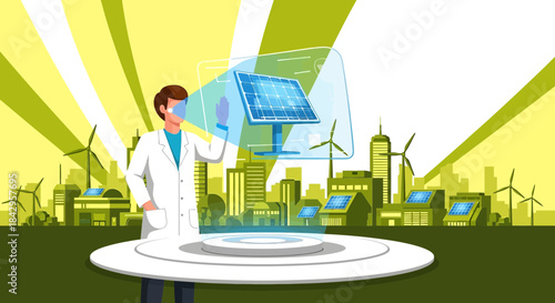 Innovative energy scientist working with sustainable and renewable sources for a modern city