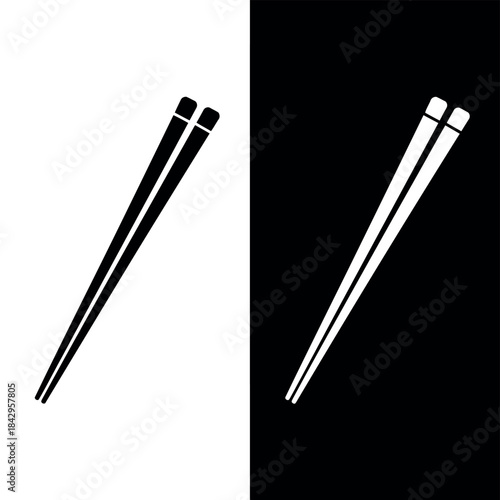 Minimalist black and white chopsticks design on a clean background perfect for Asian cuisine themes and modern dining settings