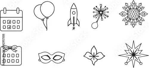 Set of floral vector icons and elements for flower and butterfly design illustration decoration