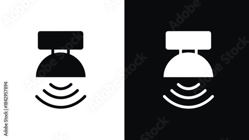Minimalist icons of sound speaker with sound waves technology symbol communication concept isolated on white background