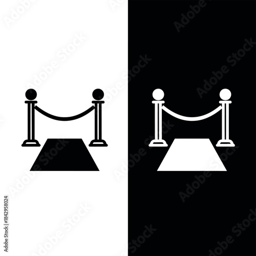 Minimalist Red Carpet Icons Set for Event or Celebrity Entrance Design Black and White Versions for Versatile Use in Graphic Design Projects