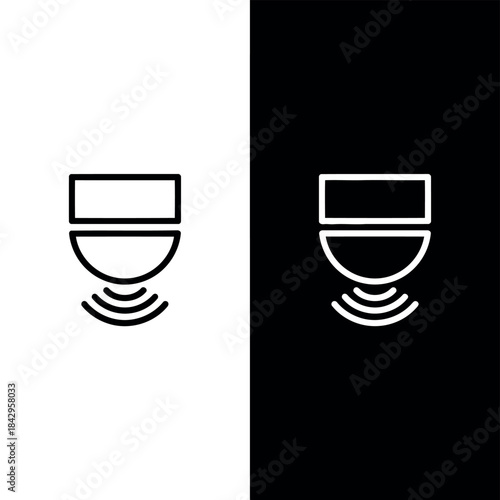 Minimalist wine glass icon design with sound waves suitable for technology and audio visual themes
