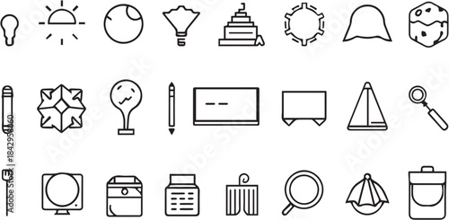 Black business stationery and office accessories icon set vector illustration