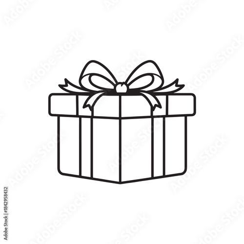 Gift Box with Ribbon Bow Isolated on White Background