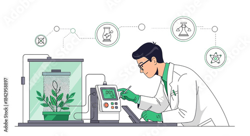 Innovative plant science analysis and research by scientist in modern laboratory setting