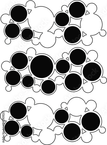Monochrome Abstract Bubbles and Circles Seamless Pattern  Black and White Geometric Background Modern Design Element