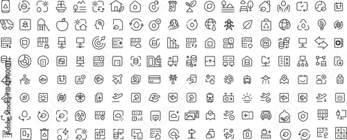 Mega set of icons in trendy line style. ui ux, ecology, real estate, transport, Business, ecommerce, finance, accounting. Big set Icons collection. Vector illustration