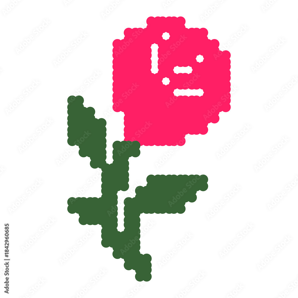 Fototapeta premium Cute Rose Illustration in Naive Decorative Style on a Transparent Background.