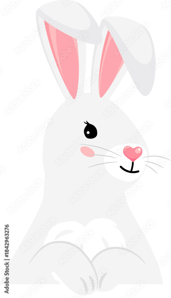 Obraz premium Lovely bunny portrait. White rabbit cartoon character