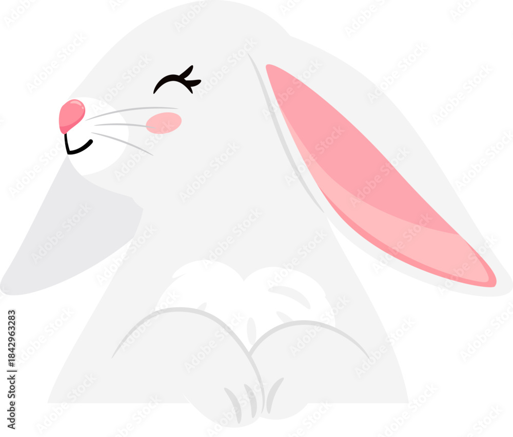 Obraz premium Cute rabbit. Adorable white bunny cartoon portrait