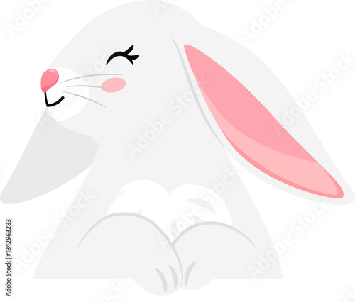 Cute rabbit. Adorable white bunny cartoon portrait