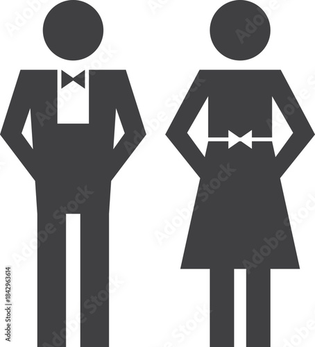 Lady and gentleman symbols. Wc door black silhouette