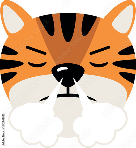 Angry animal emoji. Tiger face cartoon head