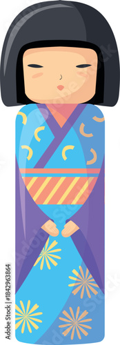 Wooden japanese geisha doll. Traditional kokeshi toy