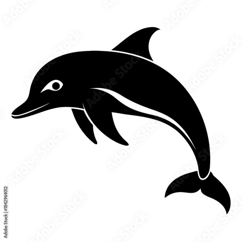 Dusky Dolphin Silhouette Vector on White Background – Simple Marine Animal Design