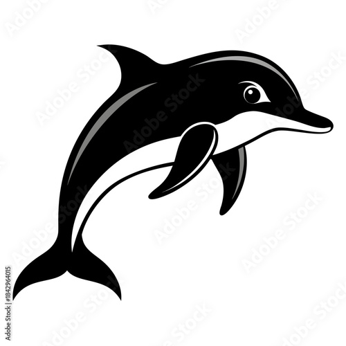 Dusky Dolphin Silhouette Vector on White Background – Simple Marine Animal Design
