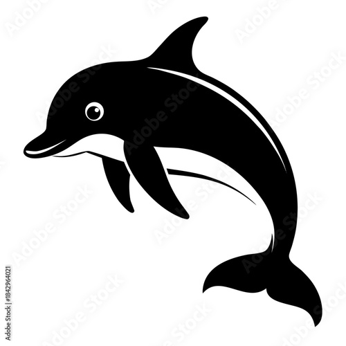 Dusky Dolphin Silhouette Vector on White Background – Simple Marine Animal Design