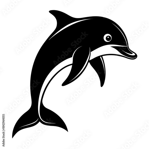 Dusky Dolphin Silhouette Vector on White Background – Simple Marine Animal Design