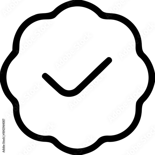 Vector icon black checkmark symbol in a flower shaped outline