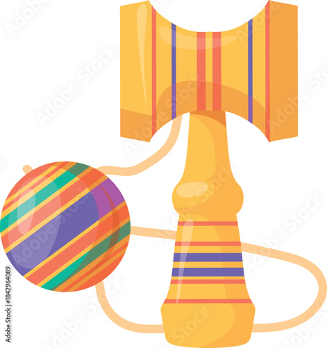 Kendama toy cartoon icon. Traditional japanese game